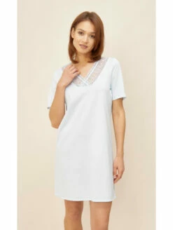 Chemise De Nuit Bleu COTON -WACOAL Boutique chemise de nuit en coton 6