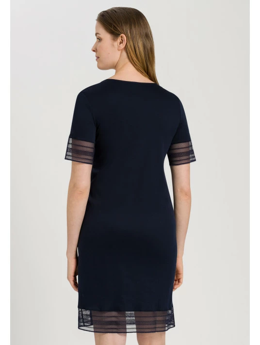 HANRO Chemise De Nuit En Coton Bleu Nuit SINA 4 HANRO Chemise De Nuit En Coton Bleu Nuit SINA – Image 2