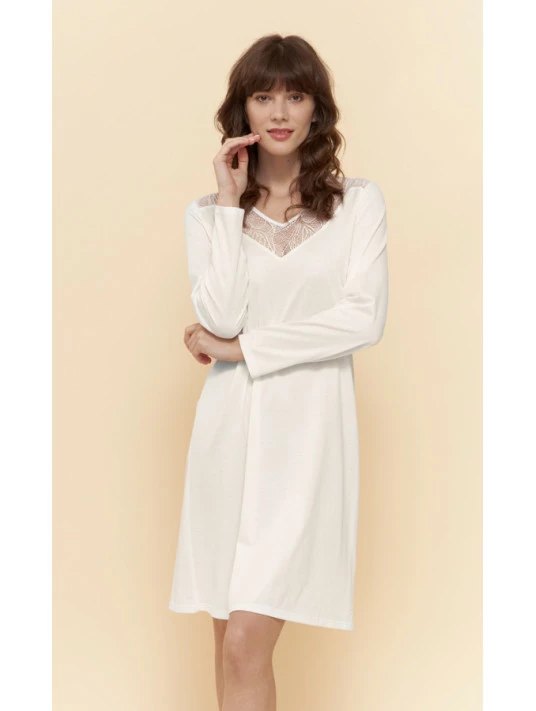 Chemise De Nuit En Coton Ivoire ROMANTIC CHIC 4 Chemise De Nuit En Coton Ivoire ROMANTIC CHIC – Image 2