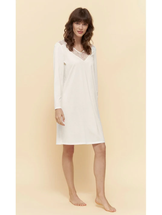 Chemise De Nuit En Coton Ivoire ROMANTIC CHIC 3 Chemise De Nuit En Coton Ivoire ROMANTIC CHIC