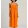 HANRO Chemise De Nuit Longue En Coton Orange JULIET