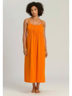 HANRO Chemise De Nuit Longue En Coton Orange JULIET
