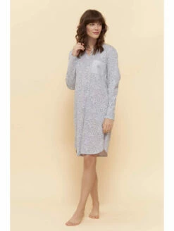 Chemise De Nuit Imprimé Gris COTON