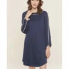 Chemise De Nuit Marine à Manches Longues En Coton 1 Chemise De Nuit Marine à Manches Longues En Coton -WACOAL Boutique chemise de nuit marine a manches longues en coton