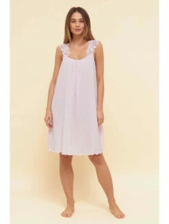 Chemise De Nuit Sans Manches En Coton Rose