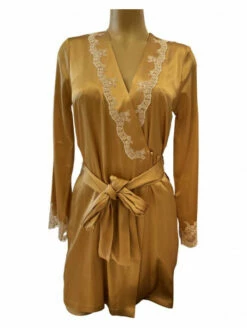 Déshabillé En Soie Ocre REINE