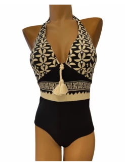 Maillot De Bain Une Pièce Imprimé Noir Et Blanc