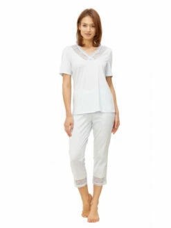 Pyjama Manches Courtes Bleu COTON