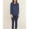 Pyjama En Coton Manches Longues Marine -WACOAL Boutique pyjama en coton manches longues marine