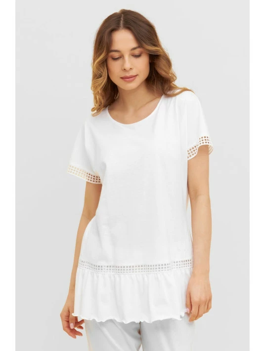 Pyjama Manches Courtes Blanc COTON 3 Pyjama Manches Courtes Blanc COTON