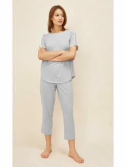 Pyjama Manches Courtes En Coton Gris