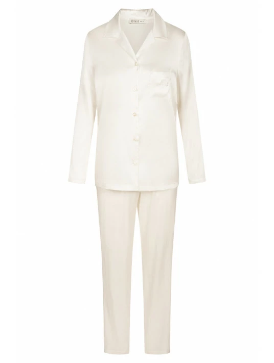 Pyjama Manches Longues Ivoire SOIE 4 Pyjama Manches Longues Ivoire SOIE – Image 2
