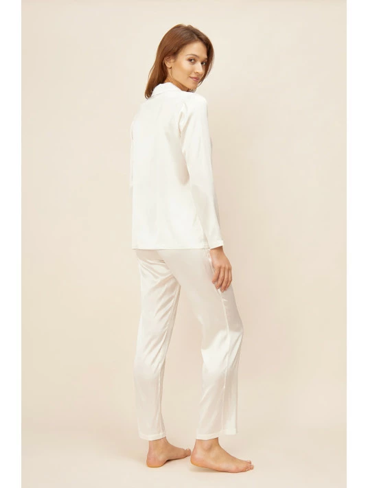 Pyjama Manches Longues Ivoire SOIE 6 Pyjama Manches Longues Ivoire SOIE – Image 4