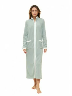 Robe De Chambre Zippée Vert D'eau POLAIRE -WACOAL Boutique robe de chambre zippee vert d eau polaire 3