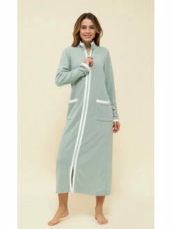 Robe De Chambre Zippée Vert D'eau POLAIRE -WACOAL Boutique robe de chambre zippee vert d eau polaire 4