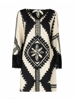 Robe Manches Longues Imprimé Noir & Blanc