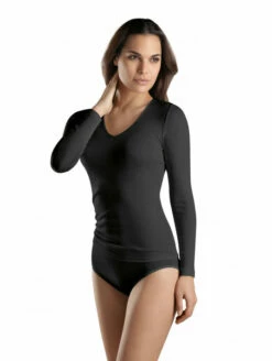 HANRO T-shirt Manches Longues LAINE ET SOIE