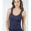 Top Bretelles Larges Dentelle Marine LAINE ET SOIE -WACOAL Boutique top bretelles larges dentelle marine laine et soie