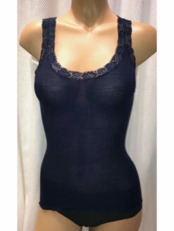Top Bretelles Larges Dentelle Marine LAINE ET SOIE -WACOAL Boutique top bretelles larges dentelle marine laine et soie 2