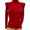 Top Manches Longues Col Montant Rouge LAINE ET SOIE