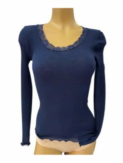 Top Manches Longues Col Rond Dentelle Bleu Marine LAINE ET SOIE 7 Top Manches Longues Col Rond Dentelle Bleu Marine LAINE ET SOIE -WACOAL Boutique top manches longues col rond dentelle bleu marine laine et soie 2