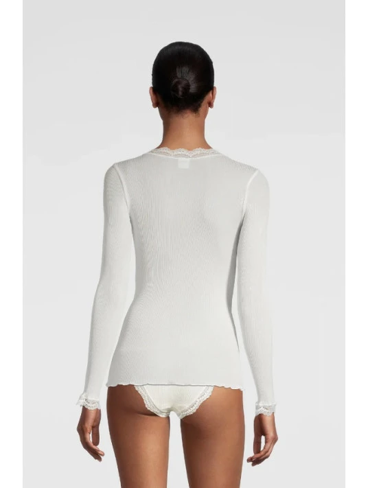 Top Manches Longues Col Rond Dentelle SOIE 4 Top Manches Longues Col Rond Dentelle SOIE – Image 2