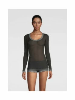 Top Manches Longues Col Rond Dentelle SOIE