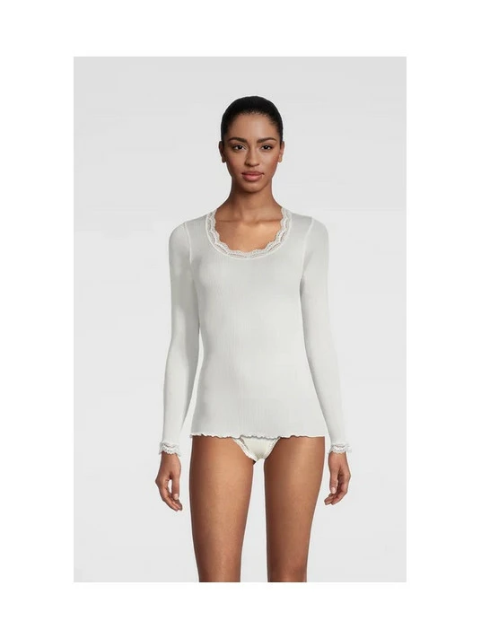 Top Manches Longues Col Rond Dentelle SOIE 3 Top Manches Longues Col Rond Dentelle SOIE