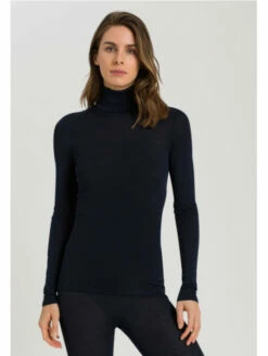 HANRO Top Manches Longues Col Roulé LAINE ET SOIE